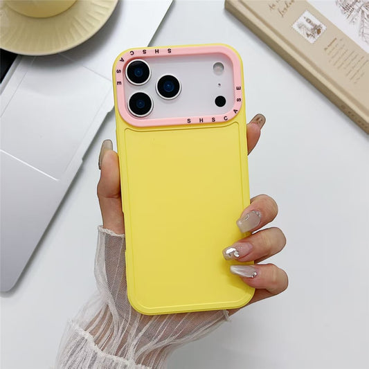 For iPhone 17 Pro Max TPU Case Contrast Color Lens Frame Shockproof Phone Back Cover - Yellow