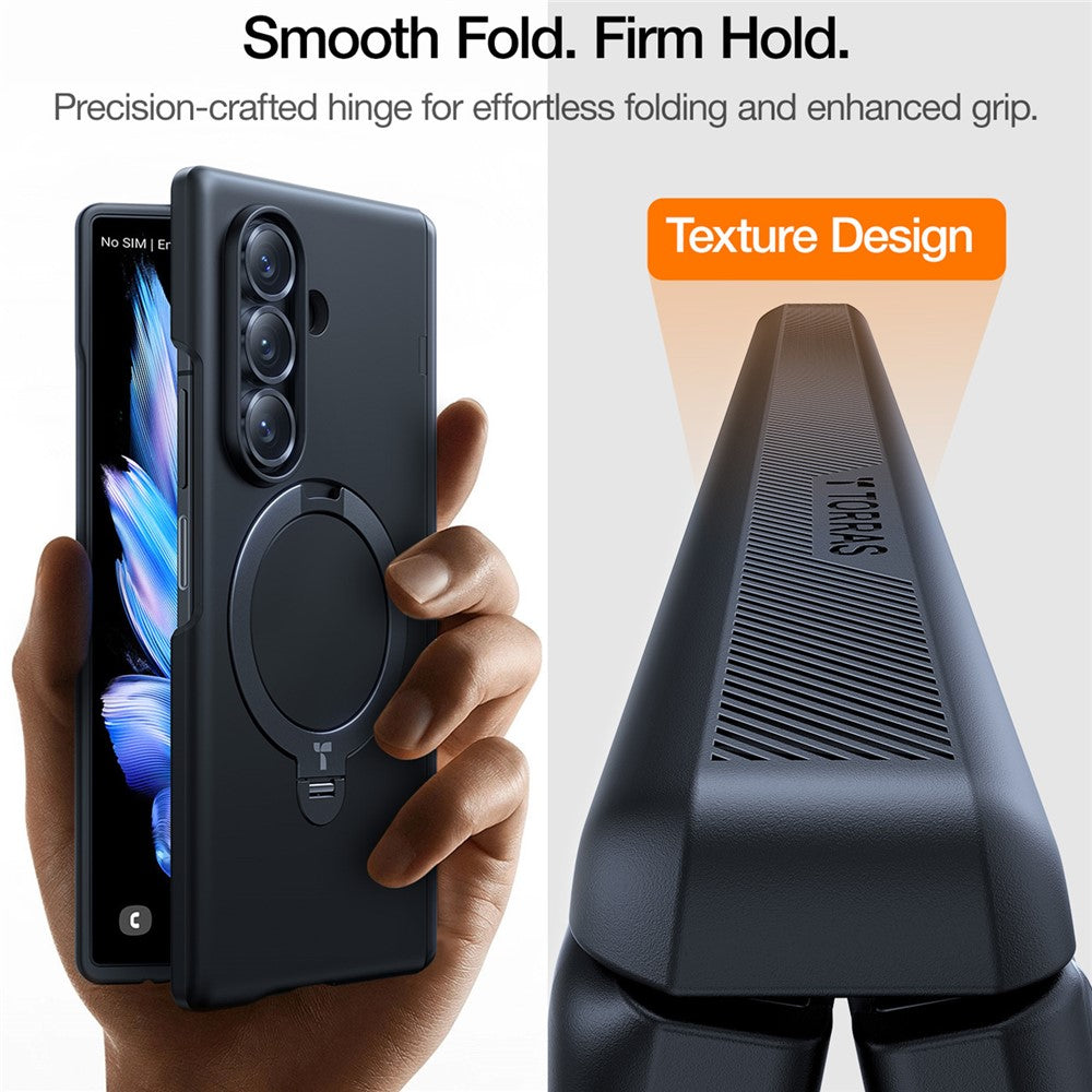 TORRAS For Samsung Galaxy Z Fold7 5G Case 360 Degree Rotating Magnetic Kickstand PC Phone Cover