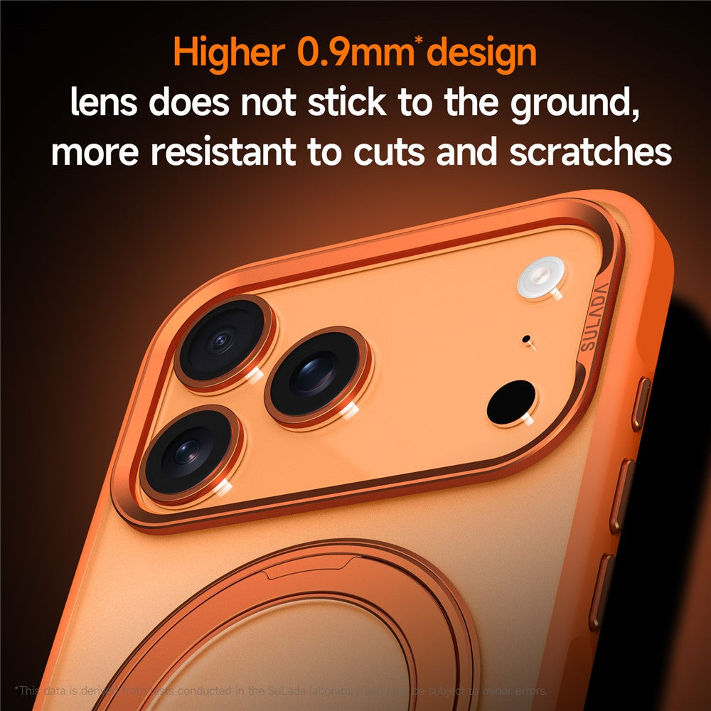 SULADA For iPhone 17 Pro Max Case Magnetic Case Anti-Fingerprints Matte TPU + PC Phone Cover with Kickstand - Orange