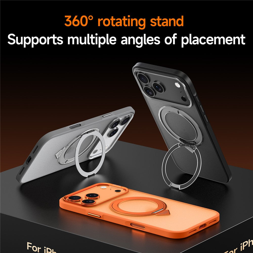 SULADA For iPhone 17 Pro Max Case Magnetic Case Anti-Fingerprints Matte TPU + PC Phone Cover with Kickstand - Orange