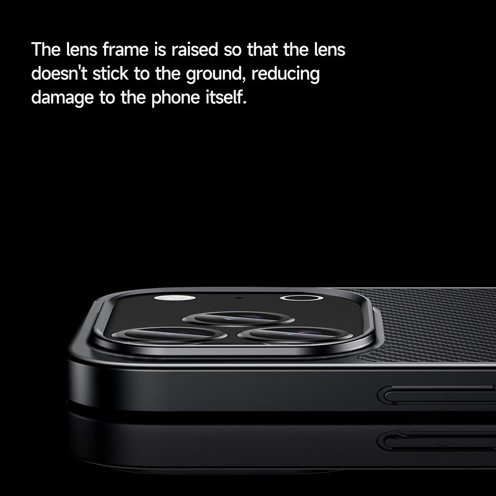 SULADA For iPhone 17 Pro Max Case Compatible with MagSafe Metal Lens Frame PU+TPU Phone Cover - Black