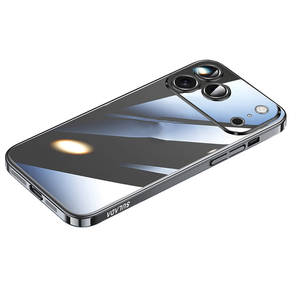 SULADA JINGJIA Series For iPhone 17 Pro Max Case Electroplating Hard PC Clear Phone Case with Lens Film - Black