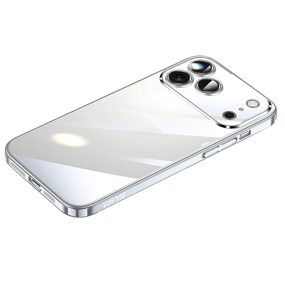 SULADA JINGJIA Series For iPhone 17 Pro Max Case Electroplating Hard PC Clear Phone Case with Lens Film - Silver