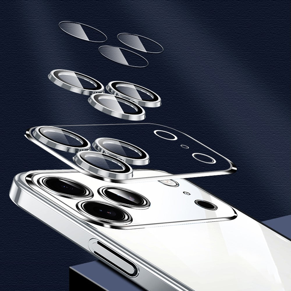 SULADA JINGJIA Series For iPhone 17 Pro Max Case Electroplating Hard PC Clear Phone Case with Lens Film - Silver