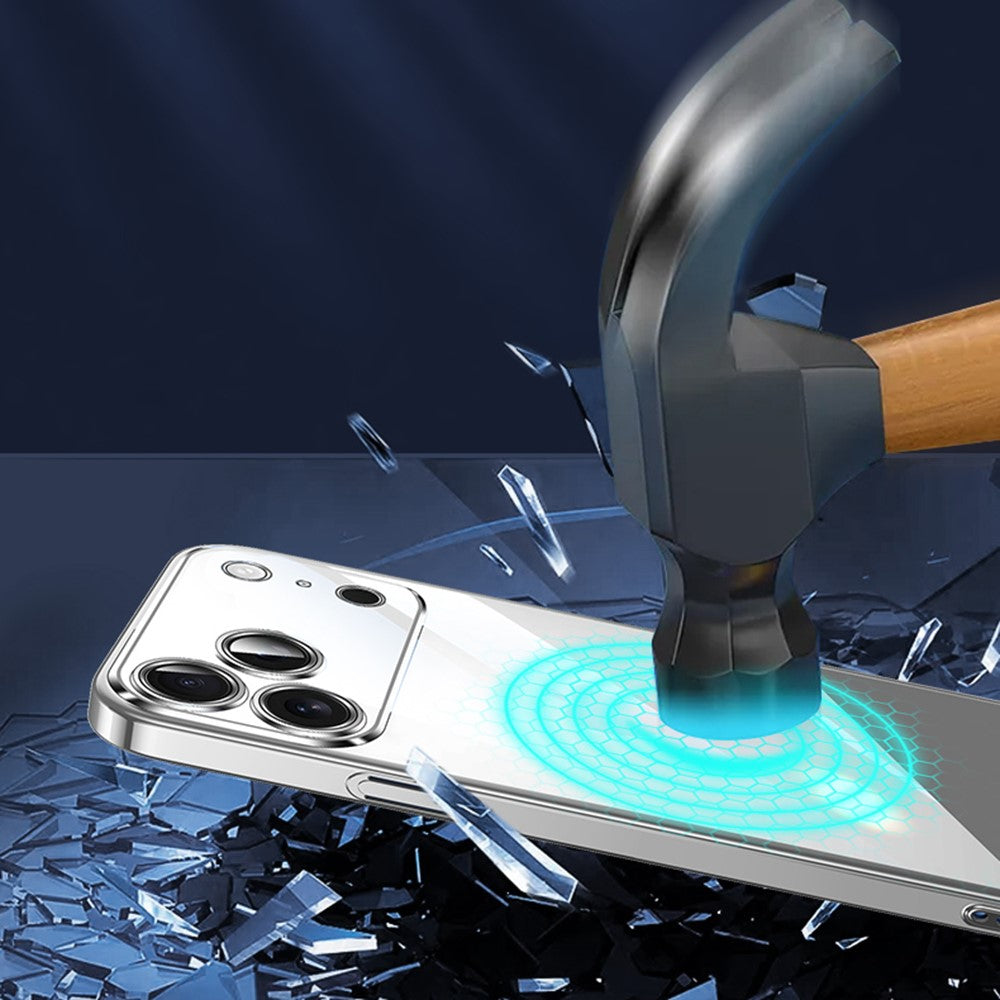 SULADA JINGJIA Series For iPhone 17 Pro Max Case Electroplating Hard PC Clear Phone Case with Lens Film - Silver