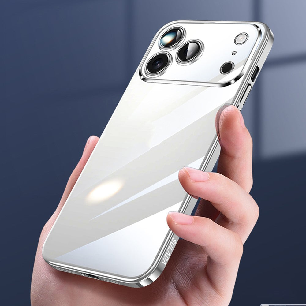 SULADA JINGJIA Series For iPhone 17 Pro Max Case Electroplating Hard PC Clear Phone Case with Lens Film - Silver