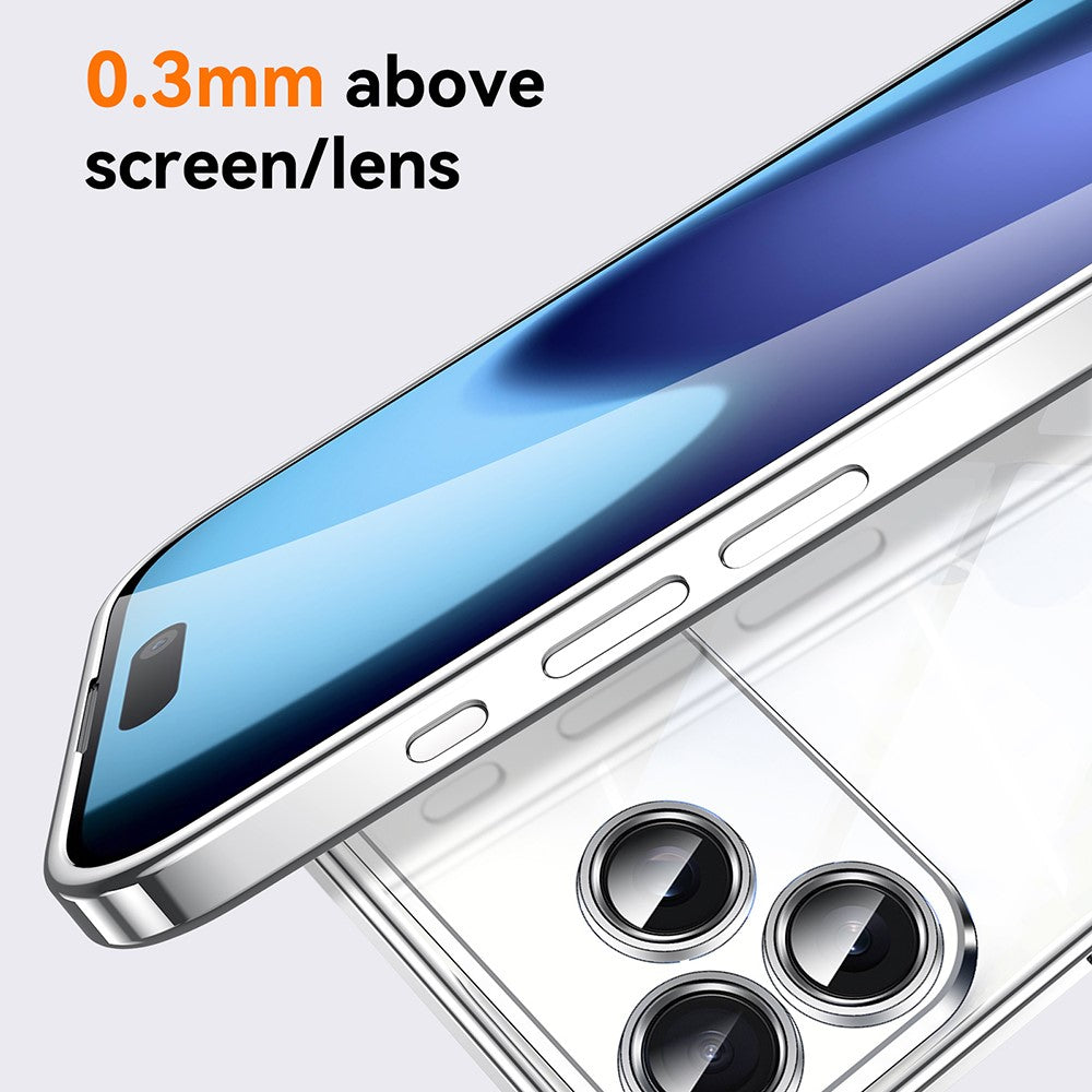 SULADA For iPhone 17 Pro Max Case Electroplating Ultra Clear Soft TPU Phone Cover with PU Wrist Strap - Silver