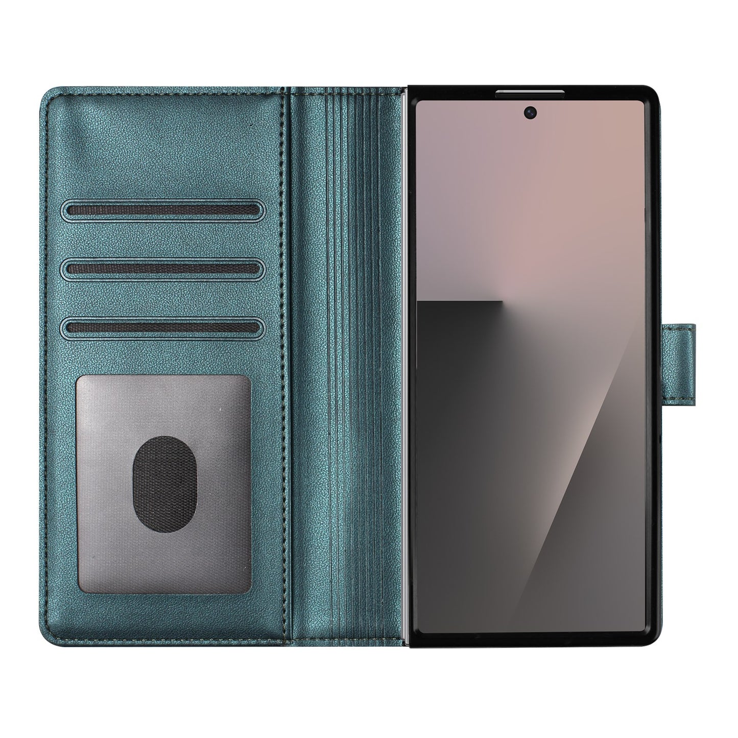 For Samsung Galaxy Z Fold7 5G Leather Case Wallet Stand Phone Cover with Wrist Strap - Green