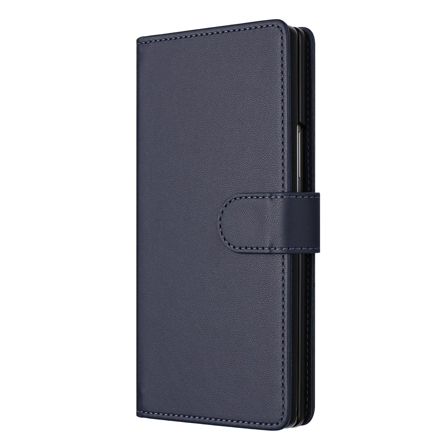 For Samsung Galaxy Z Fold7 5G Leather Case Wallet Stand Phone Cover with Wrist Strap - Blue