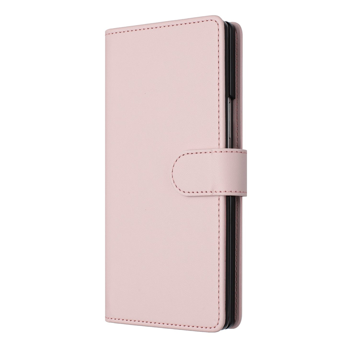 For Samsung Galaxy Z Fold7 5G Leather Case Wallet Stand Phone Cover with Wrist Strap - Pink