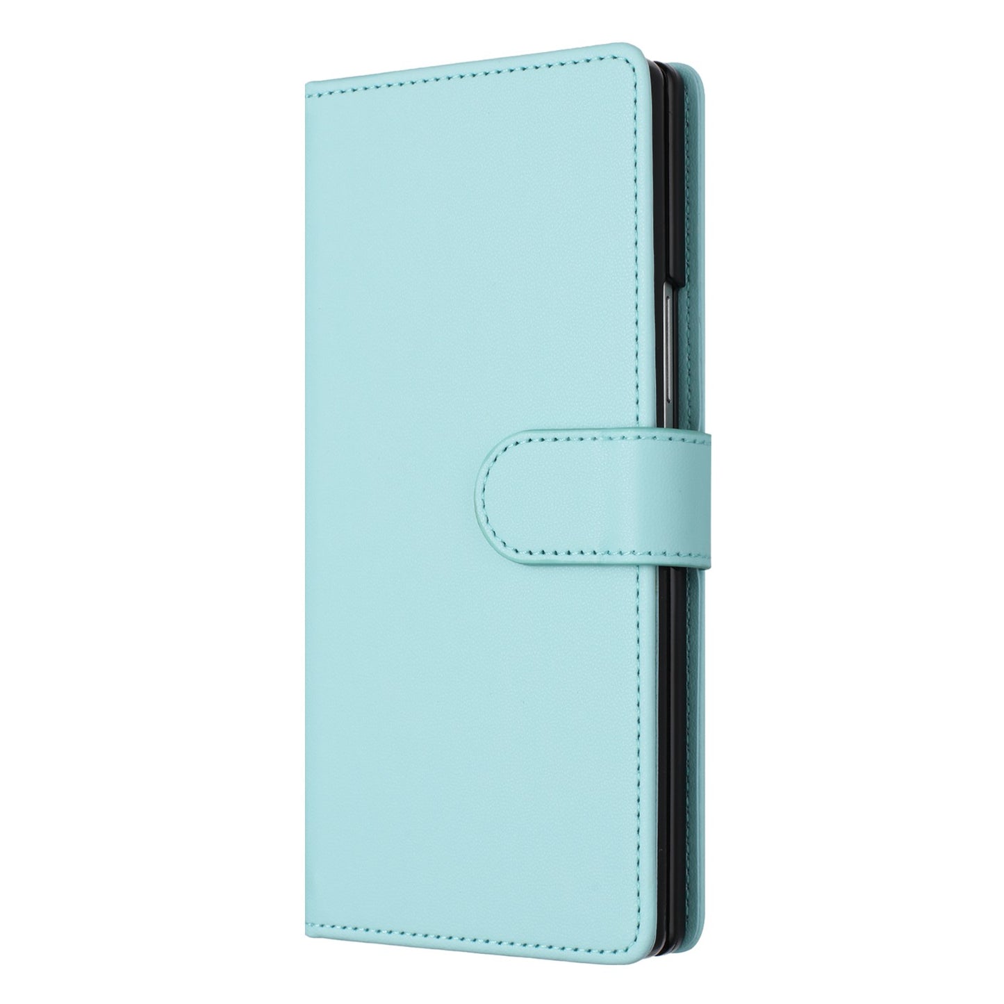 For Samsung Galaxy Z Fold7 5G Leather Case Wallet Stand Phone Cover with Wrist Strap - Mint Green