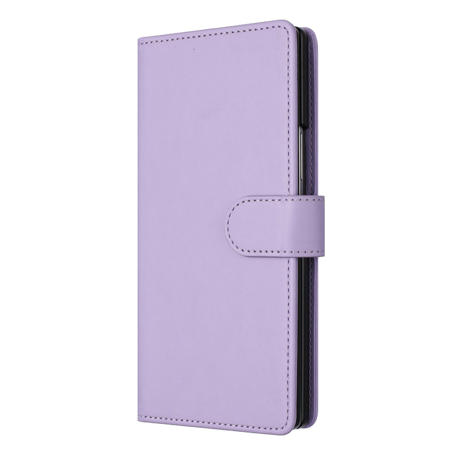 For Samsung Galaxy Z Fold7 5G Leather Case Wallet Stand Phone Cover with Wrist Strap - Light Purple