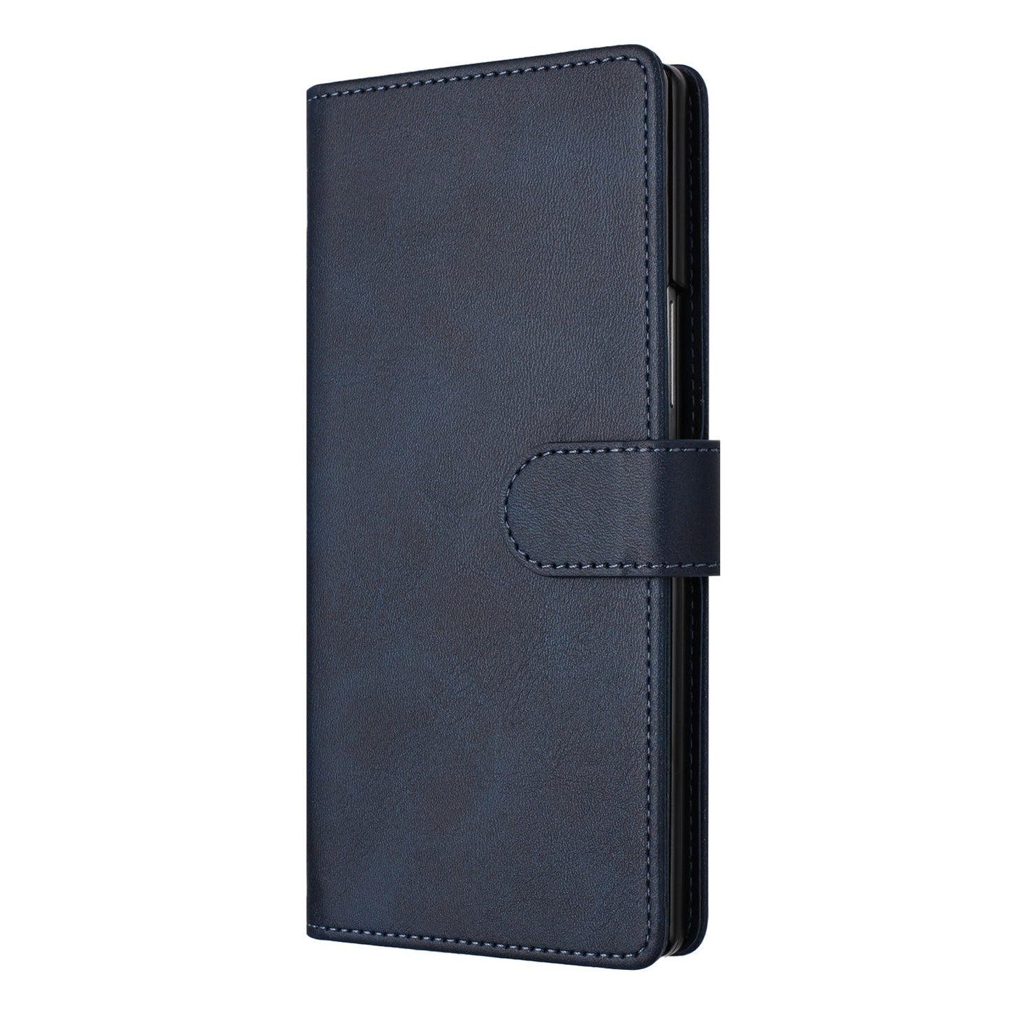 For Samsung Galaxy Z Fold7 5G Wallet Case RFID Blocking Calf Texture Leather Stand Phone Cover with Strap - Blue