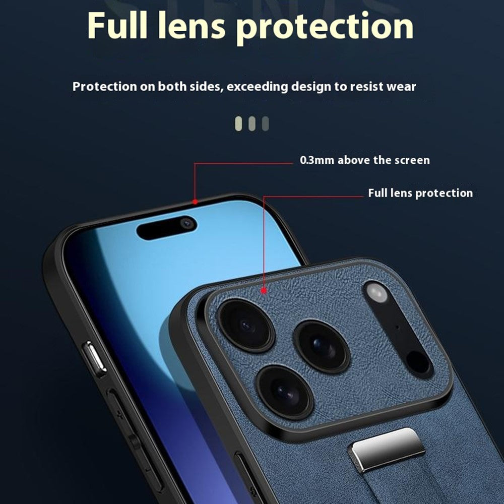 SULADA Fashion Series for iPhone 17 Pro Max Case Wristband Kickstand Leather Back Phone Cover - Black