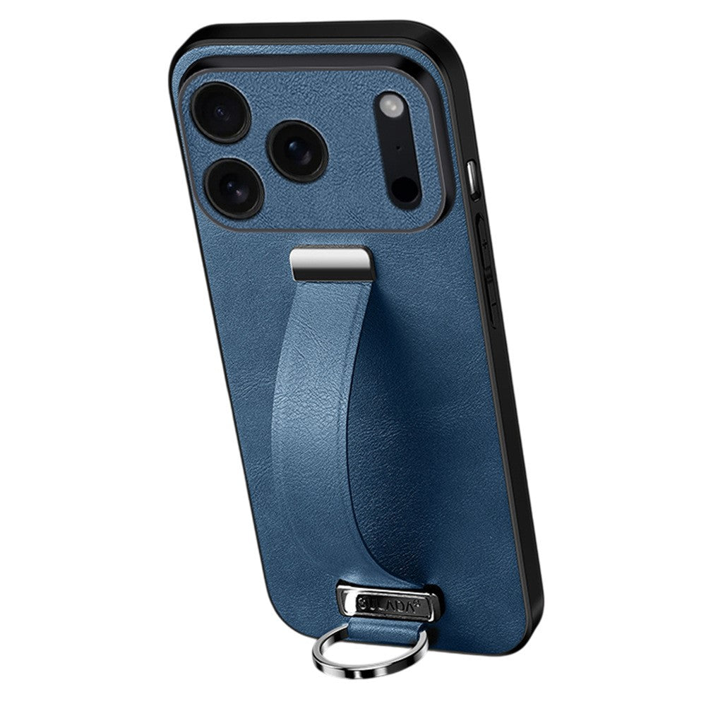 SULADA Fashion Series for iPhone 17 Pro Max Case Wristband Kickstand Leather Back Phone Cover - Blue