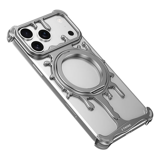 Glacier Series for iPhone 17 Pro Max Bumper Case Rotating Kickstand Metal Phone Cover Compatible with MagSafe - Dark Grey