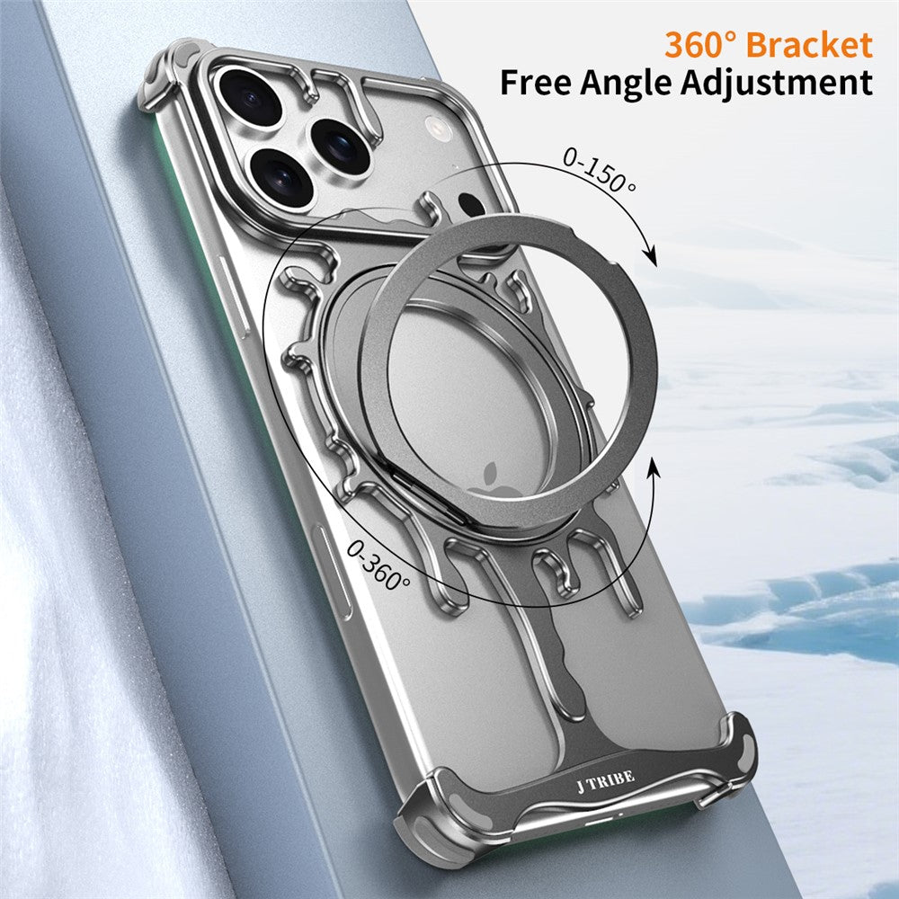 Glacier Series for iPhone 17 Pro Max Bumper Case Rotating Kickstand Metal Phone Cover Compatible with MagSafe - Dark Grey
