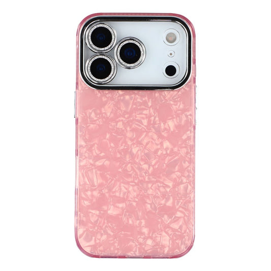 For iPhone 17 Pro Max Case IMD Design Shockproof Hybrid Phone Cover with Glass Lens Film - Shell Pattern / Pink