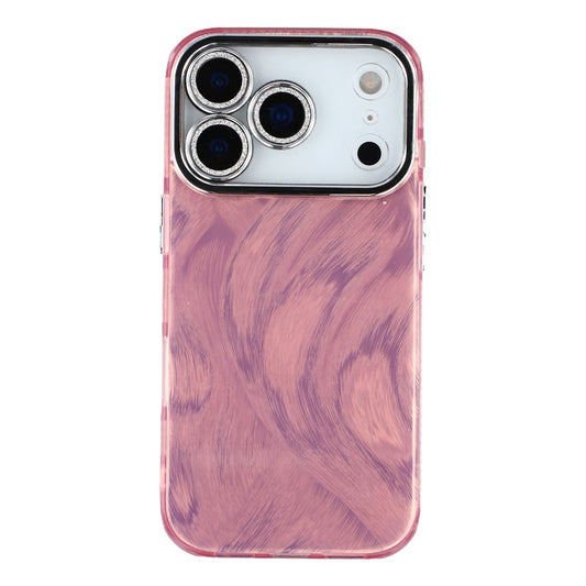 For iPhone 17 Pro Max Case IMD Design Shockproof Hybrid Phone Cover with Glass Lens Film - Feather Yarn Pattern / Pink