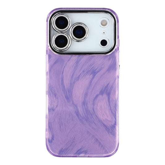For iPhone 17 Pro Max Case IMD Design Shockproof Hybrid Phone Cover with Glass Lens Film - Feather Yarn Pattern / Purple