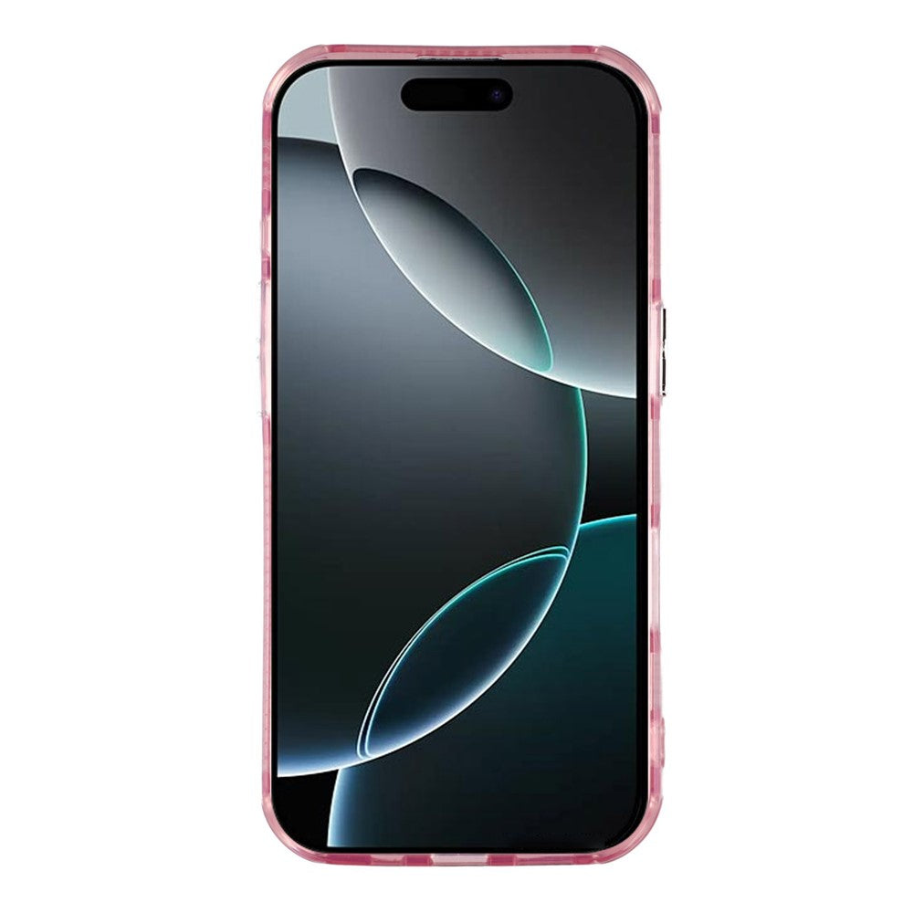 For iPhone 17 Pro Max Case IMD Design Shockproof Hybrid Phone Cover with Glass Lens Film - Wrinkle Pattern / Pink