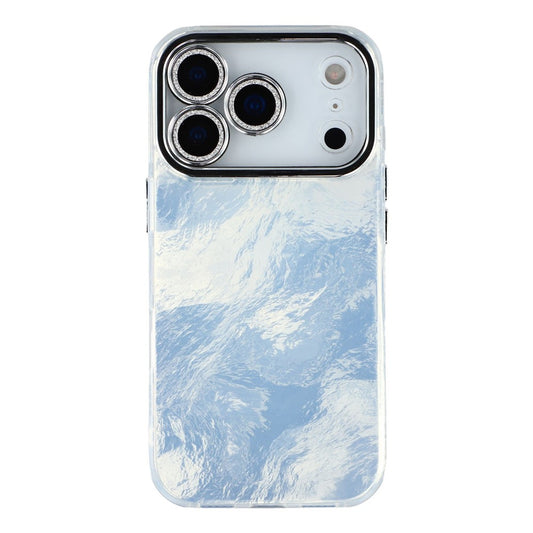 For iPhone 17 Pro Max Case IMD Design Shockproof Hybrid Phone Cover with Glass Lens Film - Foil Pattern / Silver