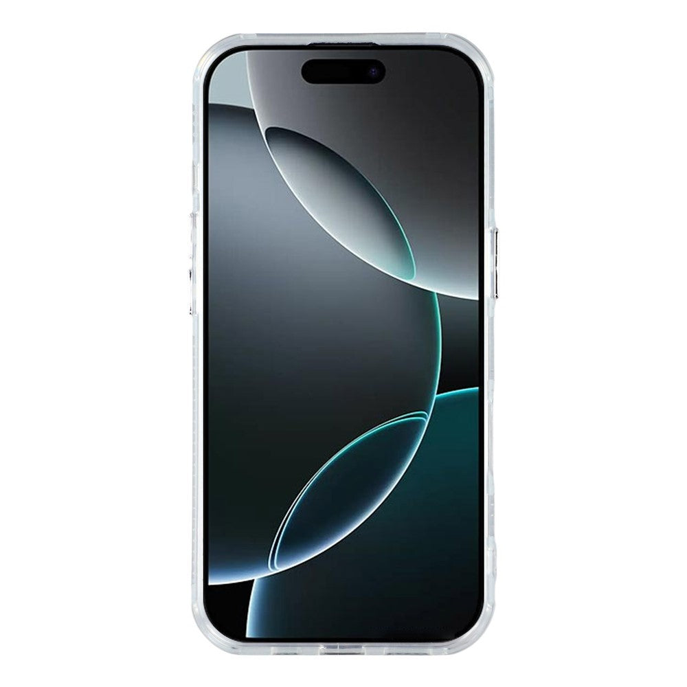 For iPhone 17 Pro Max Case IMD Design Shockproof Hybrid Phone Cover with Glass Lens Film - Foil Pattern / Silver
