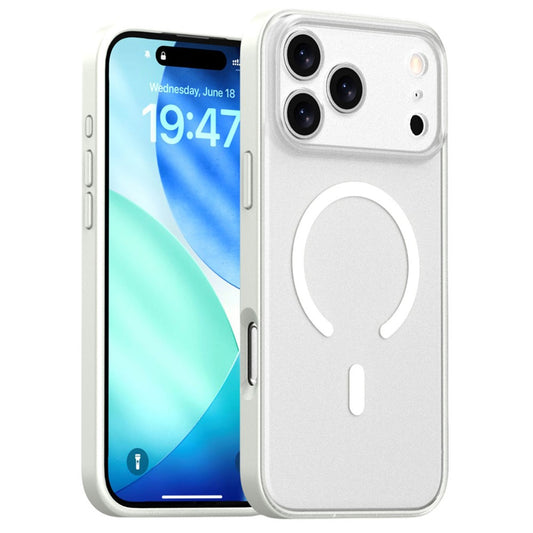 For iPhone 17 Pro Max Case Compatible with MagSafe Skin Feel Frosted PC + TPU Phone Cover - White
