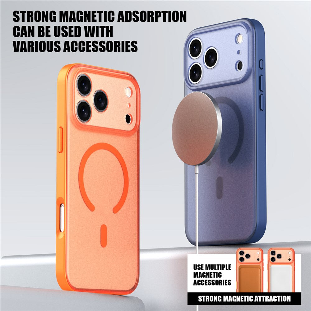 For iPhone 17 Pro Max Case Compatible with MagSafe Skin Feel Frosted PC + TPU Phone Cover - White