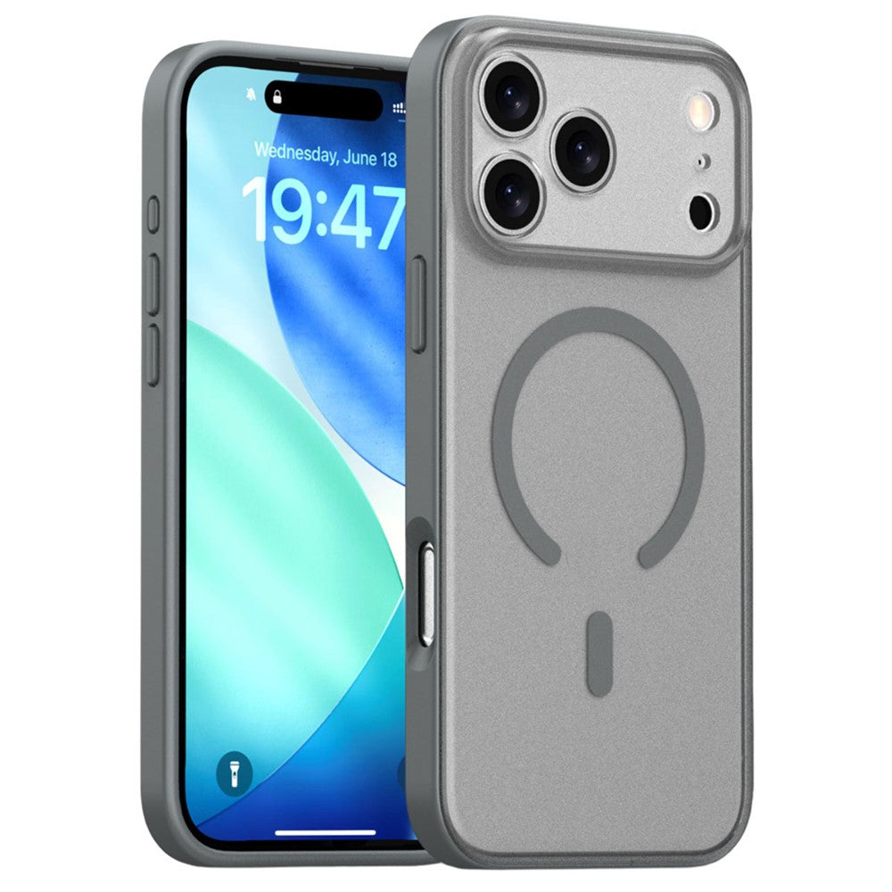 For iPhone 17 Pro Max Case Compatible with MagSafe Skin Feel Frosted PC + TPU Phone Cover - Grey