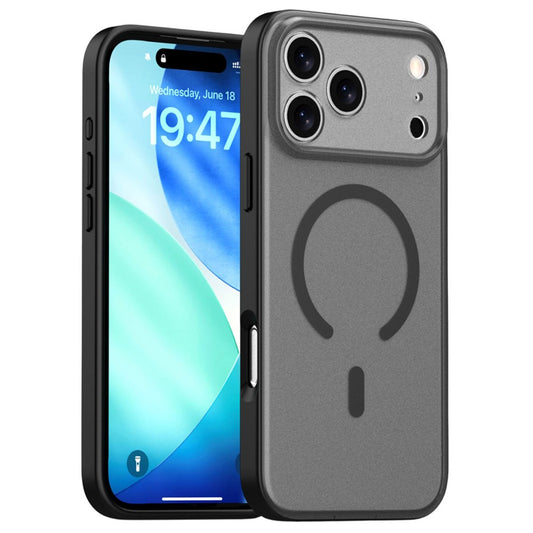 For iPhone 17 Pro Max Case Compatible with MagSafe Skin Feel Frosted PC + TPU Phone Cover - Black