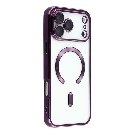 For iPhone 17 Pro Max Magnetic Case CD Veins Glass Lens Guard TPU Phone Back Cover - Purple