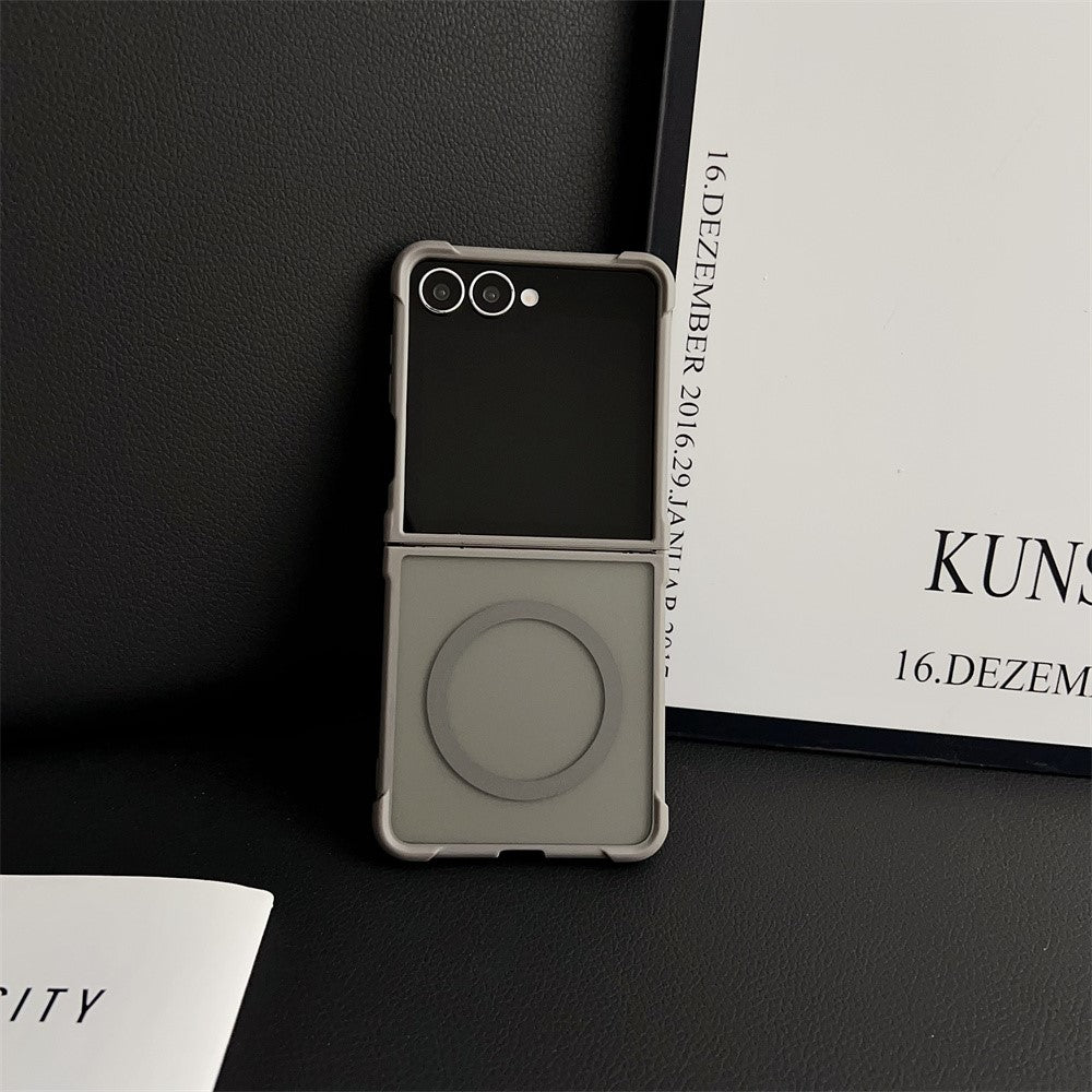 For Samsung Galaxy Z Flip7 5G Magnetic Case Shockproof Matte PC + TPU Phone Cover - Grey