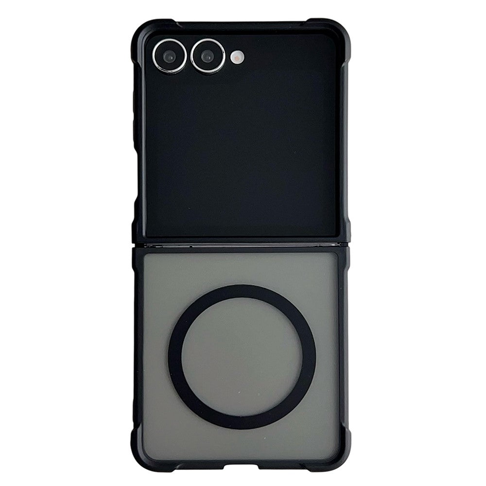 For Samsung Galaxy Z Flip7 5G Magnetic Case Shockproof Matte PC + TPU Phone Cover - Black