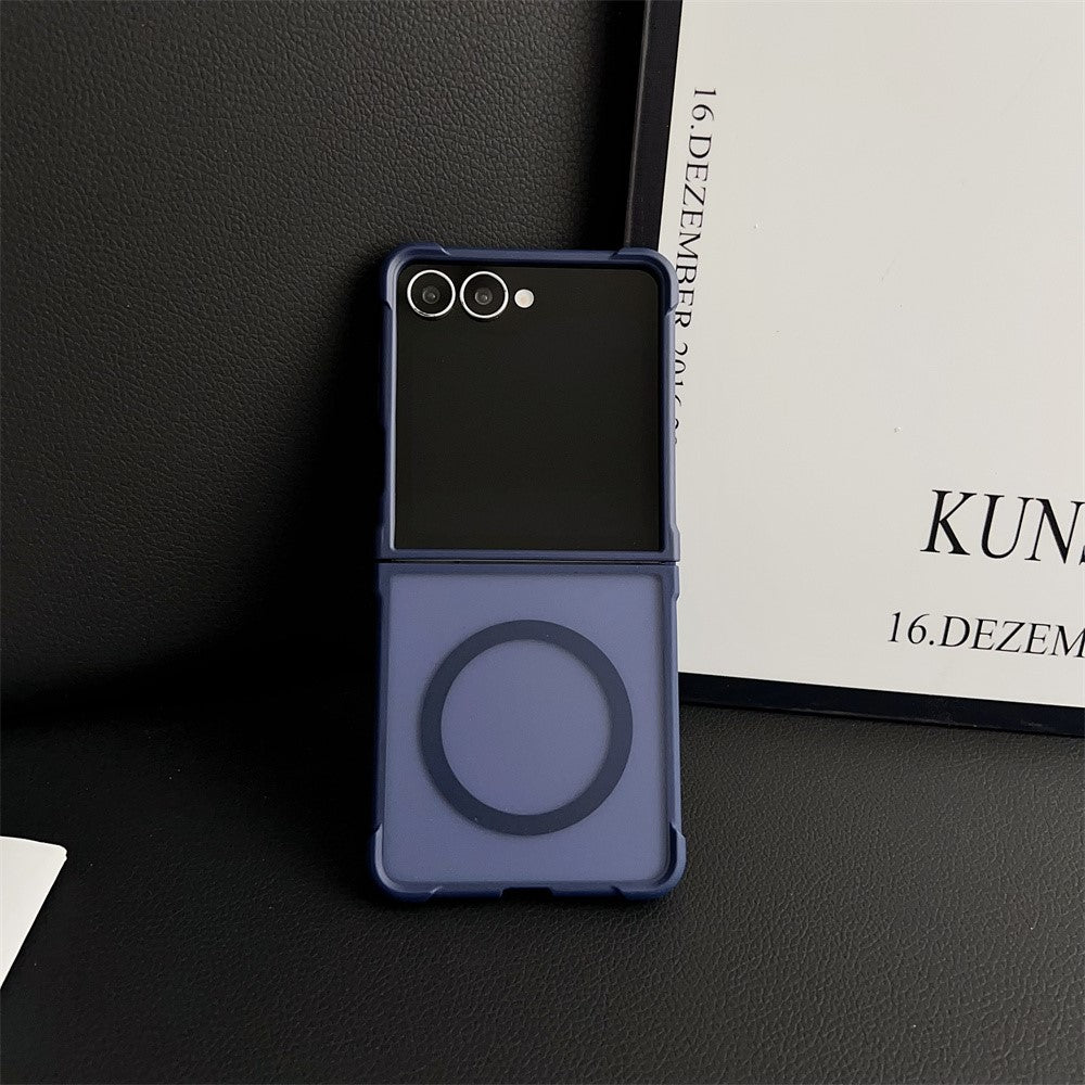 For Samsung Galaxy Z Flip7 5G Magnetic Case Shockproof Matte PC + TPU Phone Cover - Blue