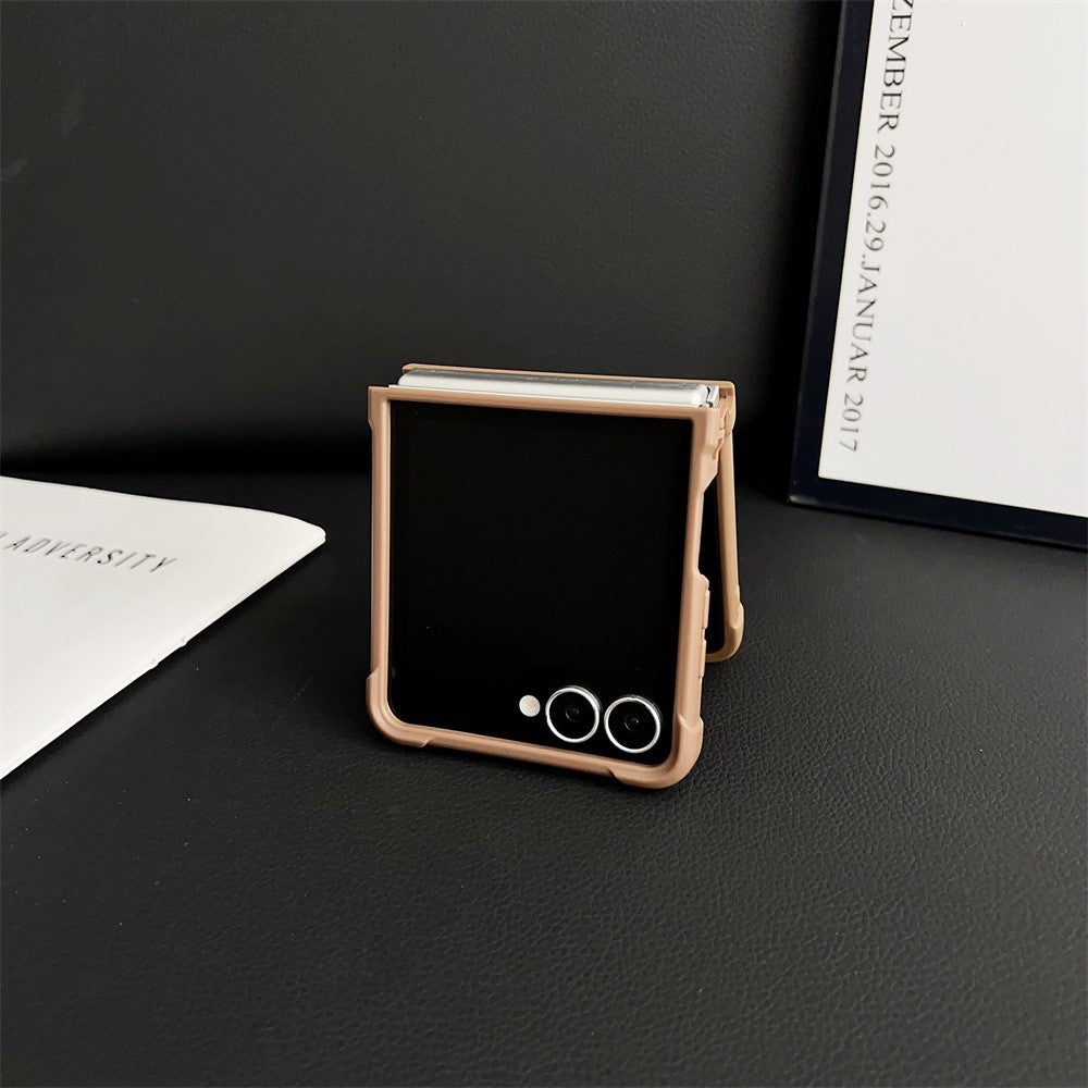 For Samsung Galaxy Z Flip7 5G Magnetic Case Shockproof Matte PC + TPU Phone Cover - Brown