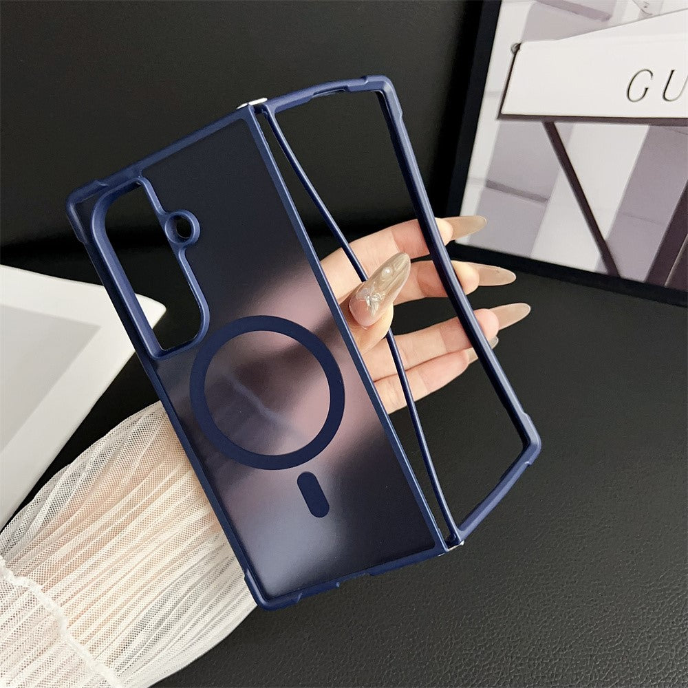 For Samsung Galaxy Z Fold7 5G Magnetic Case Shockproof Matte PC + TPU Phone Cover - Brown