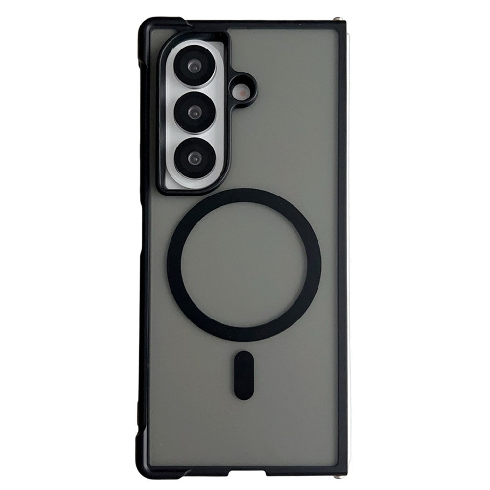 For Samsung Galaxy Z Fold7 5G Magnetic Case Shockproof Matte PC + TPU Phone Cover - Black