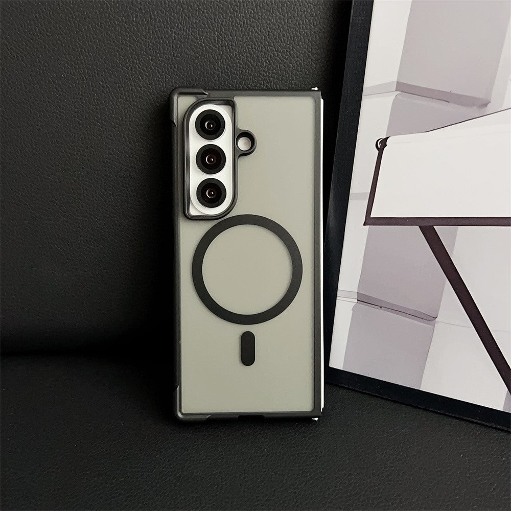 For Samsung Galaxy Z Fold7 5G Magnetic Case Shockproof Matte PC + TPU Phone Cover - Black