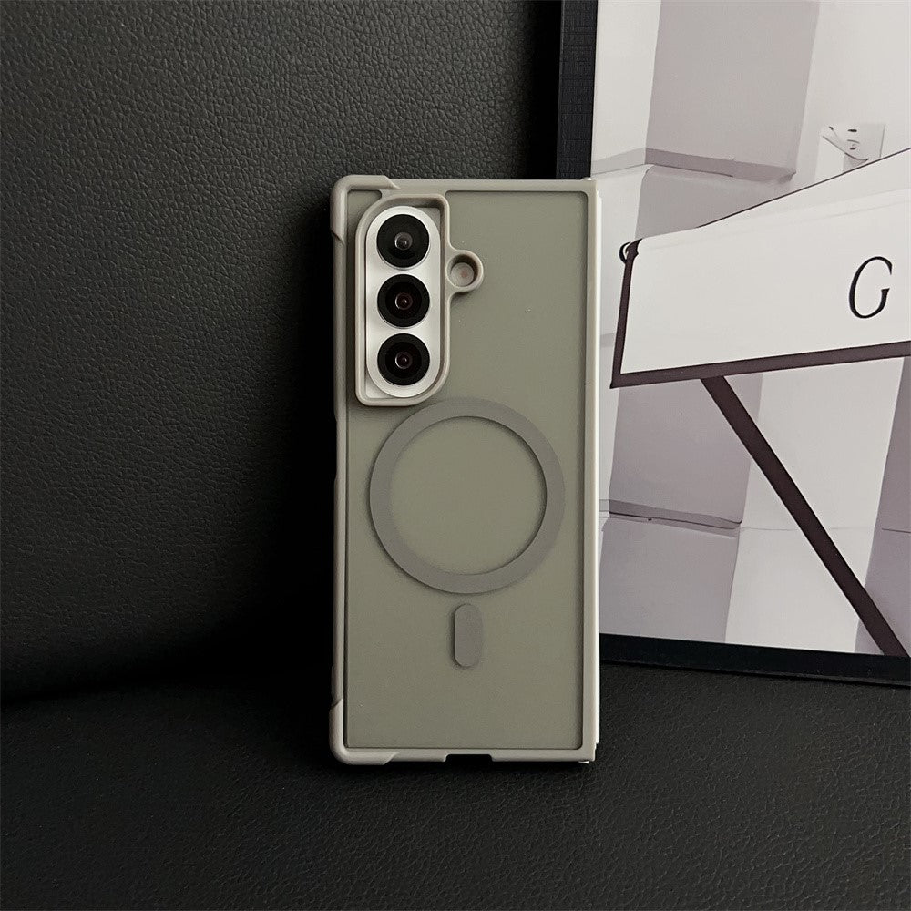 For Samsung Galaxy Z Fold7 5G Magnetic Case Shockproof Matte PC + TPU Phone Cover - Grey