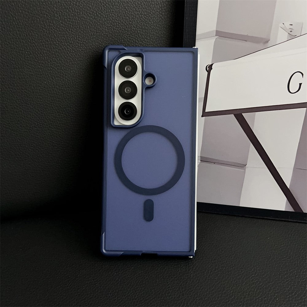 For Samsung Galaxy Z Fold7 5G Magnetic Case Shockproof Matte PC + TPU Phone Cover - Blue