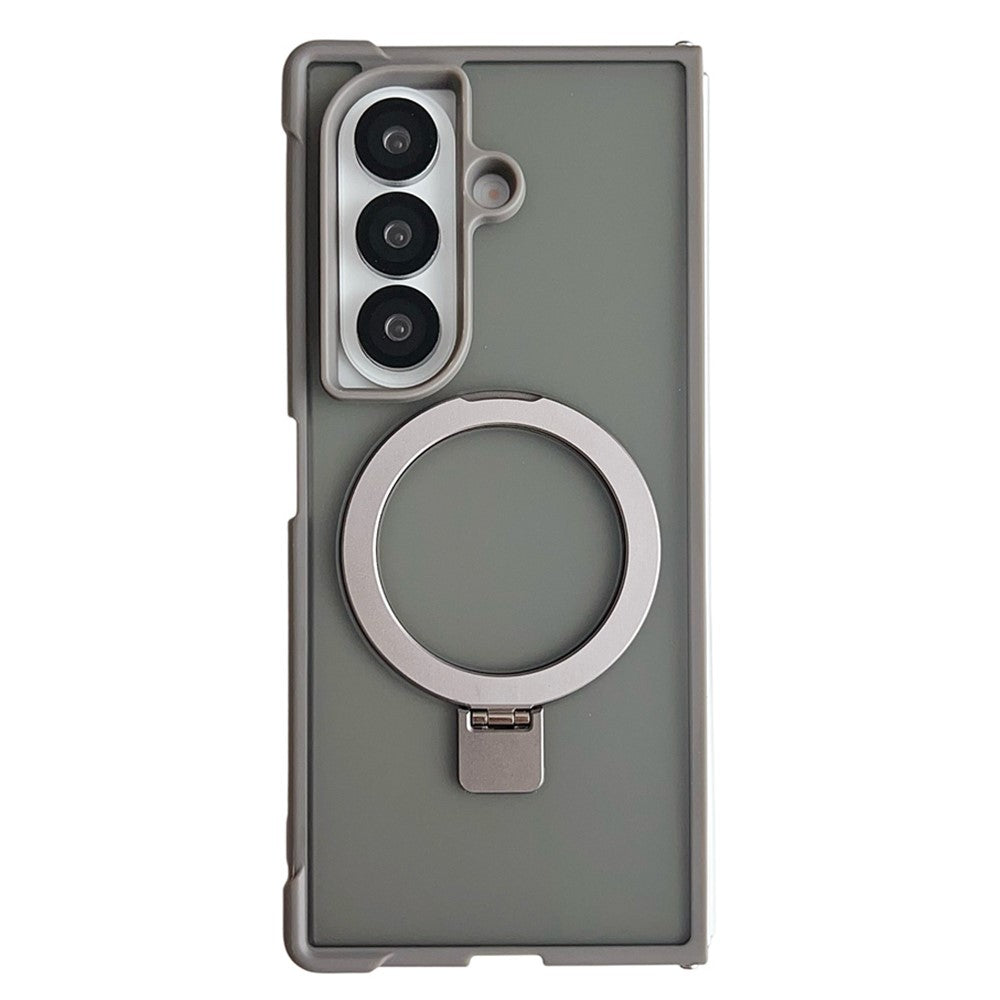 For Samsung Galaxy Z Fold7 5G Magnetic Case Kickstand Shockproof Matte PC + TPU Phone Cover - Grey
