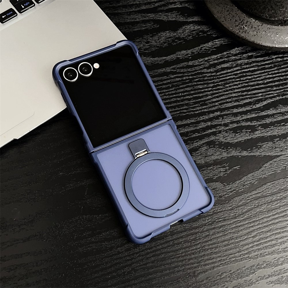 For Samsung Galaxy Z Flip7 5G Magnetic Case Kickstand Shockproof Matte PC + TPU Phone Cove - Blue
