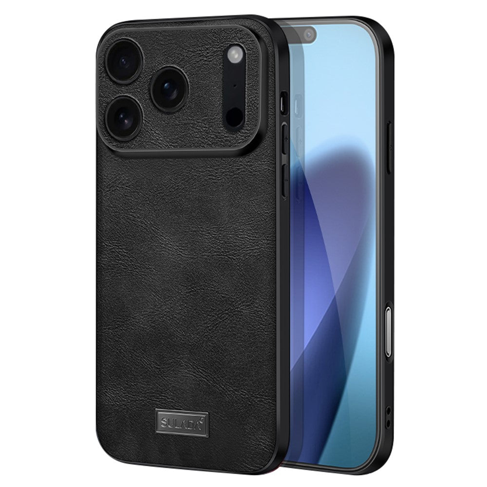 SULADA For iPhone 17 Pro Max Case PU Leather + TPU + PC Back Phone Cover - Black