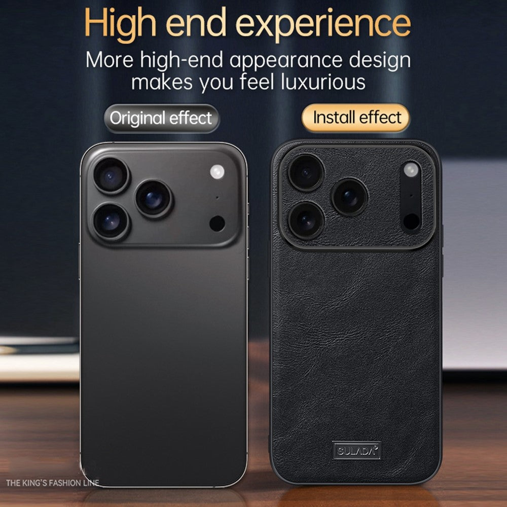 SULADA For iPhone 17 Pro Max Case PU Leather + TPU + PC Back Phone Cover - Black