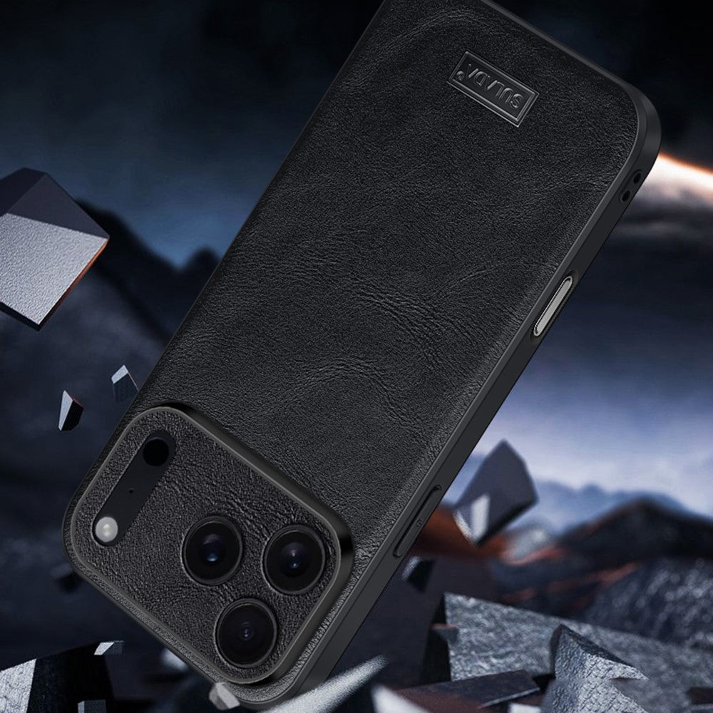 SULADA For iPhone 17 Pro Max Case PU Leather + TPU + PC Back Phone Cover - Black