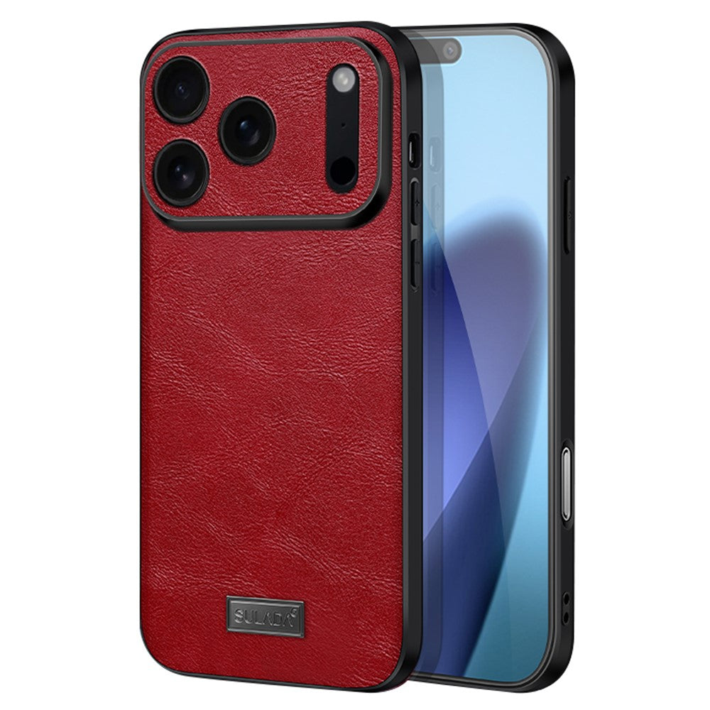 SULADA For iPhone 17 Pro Max Case PU Leather + TPU + PC Back Phone Cover - Red