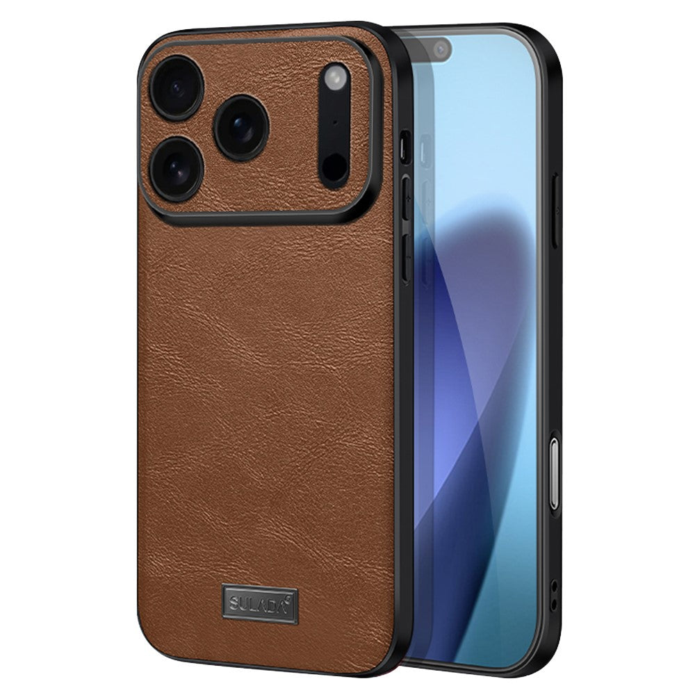 SULADA For iPhone 17 Pro Max Case PU Leather + TPU + PC Back Phone Cover - Brown