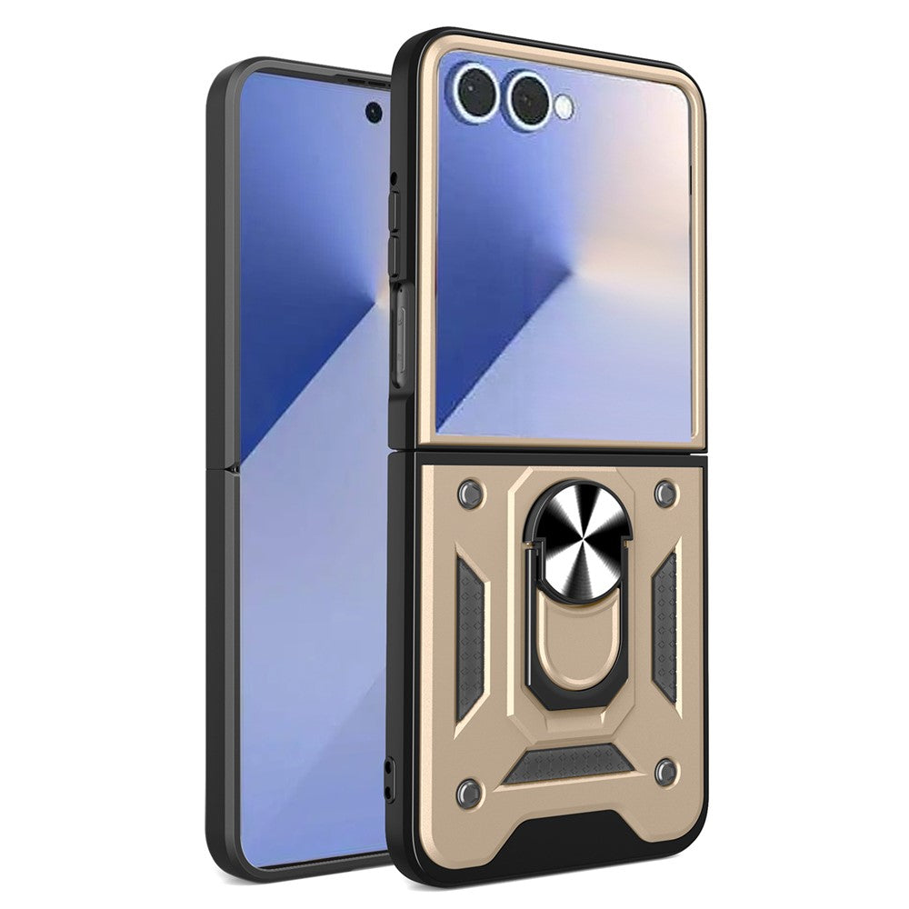AMORUS For Samsung Galaxy Z Flip7 5G Case Kickstand PC + TPU Phone Cover - Gold