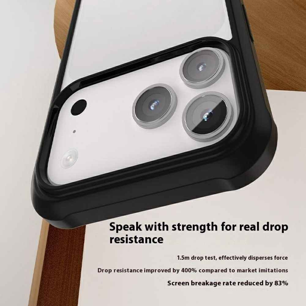 For iPhone 17 Pro Max Case Double-Sided Tempered Glass + Silicone + TPU Phone Cover - Black